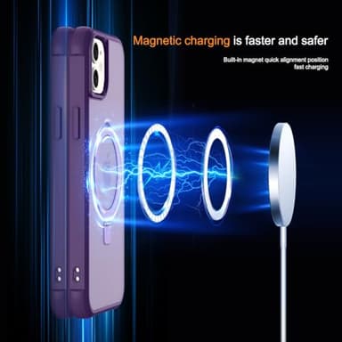 CHAOFEnG Magnetic Compatible with iPhone 11 Case with Stand [Military Grade Drop Tested][Compatible with Magnet] Ring Translucent Slim Hard Back Soft Edge, Purple - Image 3