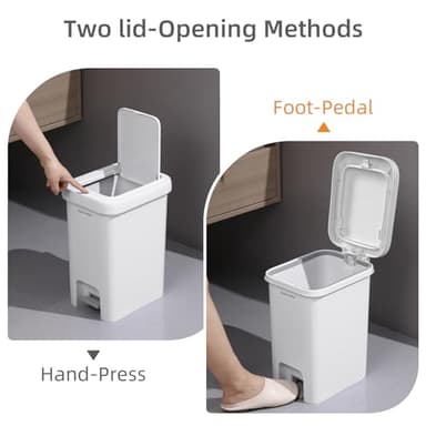 MOPALL Trash Can with Lid, Garbage Can with Press Top & Foot Pedal, Kitchen Step Trash Can, Slim Trash Bin Plastic Garbage Bin Waste Basket for Bathroom|Kitchen|Bedroom|Living Room|Office, 4.4 Gallon - Image 2