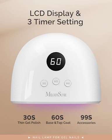 MelodySusie UV Nail Lamp, Plus30F UV Light, LED Dryer with 3 Timer, Smart Sensor, LCD Display Fast Curing Gel Nail Polish and Art Tools Manicure Accessories, White - Image 5