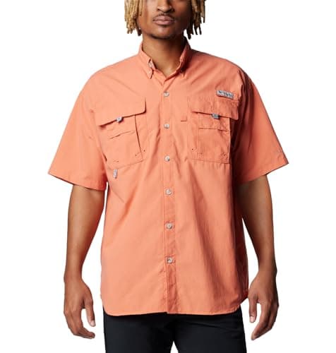Columbia Men's Bahama II Short Sleeve Shirt, Faded Peach, Small - Image 1