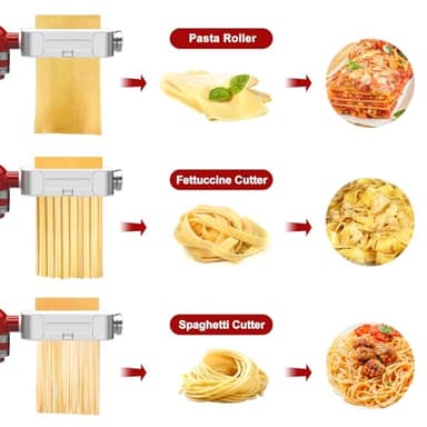 Metal Pasta Maker Attachment for Kitchenaid Stand Mixers 3 in 1 Set Includes Pasta Roller Spaghetti Cutter & Fettuccine Cutter and Cleaning Brush, Pasta Attachment - Image 4