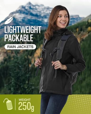 33,000ft Women's Rain Jacket Waterproof Lightweight Packable Raincoat with Hood for Golf Hiking Travel Windbreaker - Image 6