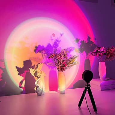 Balkwan Sunset Lamp Projection Rotation LED Romantic Modern Floor Stand Night Light with USB for Living Room Bedroom Aesthetic Decor Christmas Party Gifts Idea for Girls Women (16 Colors) - Image 6