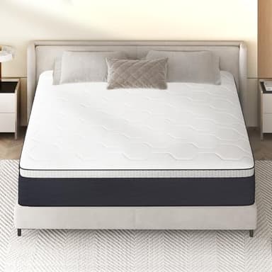 Z-hom King Mattress 14 Inch, Hybrid Spring Mattress in a Box, Foam Innerspring with Motion Isolation & Pressure Relief for King Bed Frames, Medium Soft, White Grey - Image 2