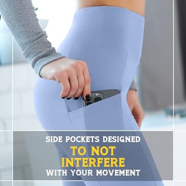 Walifrey Leggings with Pockets for Women, High Waisted Buttery Soft Womens Leggings for Gym Yoga Workout (Light Blue XXL) - Image 5