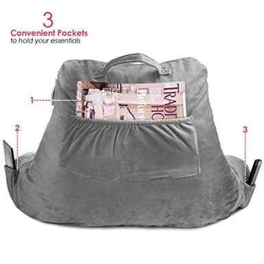 Nestl Reading Pillow with Shredded Memory Foam, Designed for Sitting Up in Bed and Couch, Back and Arms Adjustable Support for Adult & Teens Backrest Pillows for Reading, with Washable Cover Dark Grey - Image 6