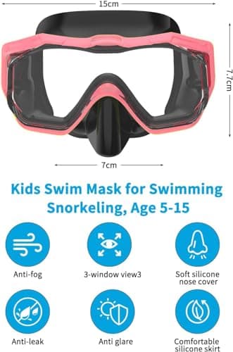 Bairuifu Kids Swim Goggles for Kids 4-16, Anti-Shattered Lens/Anti-Fog / 180 Panoramic View/Nose Cover Swimming Goggles - Image 5