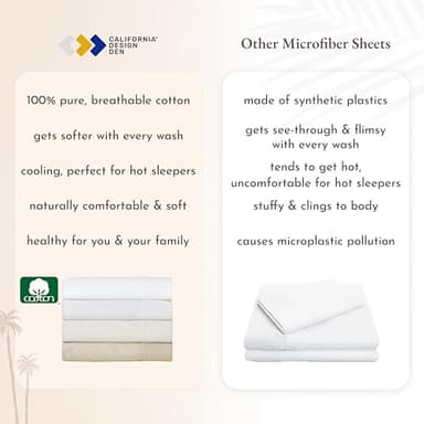 California Design Den Queen Bed Sheet Set, 100% Cotton Sateen Printed Pattern, Deep Pocket Queen Sheets & Pillowcase Set - Filigree - Image 6