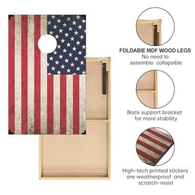 Cornhole Board Set, 3'x2' Cornhole Set, Corn Hole Boards Set, Lightweight Corn Hole Set Includes 2 Cornhole Boards, 8 Cornhole Bean Bags & Carry Case for Outdoor Games (CH11 3'x2' Cornhole Set) - Image 6