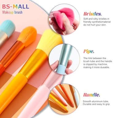 BS-MALL Children Makeup Brushes Colorful 12 Pcs Makeup Brush Set Foudation Concealer Blush Eyeshadow Brush - Image 6