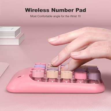 MOFII Wireless Number Pads - Pink Numeric Keypad 18 Keys USB 2.4G Round Keycap Colorful Extensions Keypads, Financial Accounting Portable Numpad 10 Key for Laptop/PC/Notebook/Surface Pro - Image 6