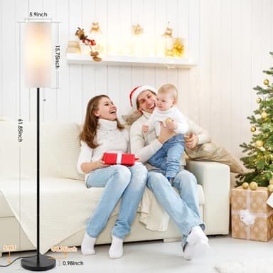 Coucrek Floor Lamp for Living Room, 3 Color Temperature Modern Standing Lamps, Minimalist Floor Lights for Bedroom, Office, Reading, White - Image 6