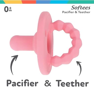 Nuby Silicone Softees Pacifier and Teethers - (5-Pack) Silicone Baby Pacifiers and Teethers - 0+ Months - Assorted Pastel Colors - Image 2