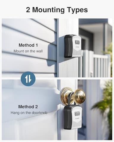 Puroma Lock Box Combination Key Lock Box, Wall-Mounted Portable Storage Lockbox for Keys with Resettable Code, Outside Safe Security Box for House, Apartment, Office Key Storage (2 Pack, Gray) - Image 4