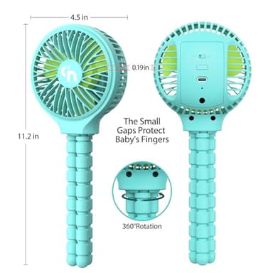 HomeLifairy Portable Stroller Fan, USB or Rechargeable Battery Operated with 3 Speeds and 360°Rotate, Cooling Clip On for Baby Crib Travel Car Seat Blue - Image 3