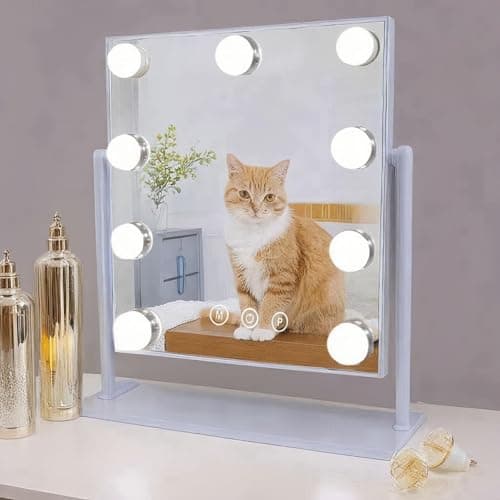 MKupView Vanity Mirror with Lights Makeup Mirror with Lights 9 Dimmable Bulbs Hollywood Lighted Makeup Mirror Detachable 10x Magnification 3 Color Lighting Modes, Lamp Beads, MKupView-SM2 - Image 1