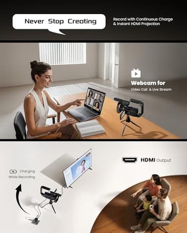 5K Video Camera Camcorder, UHD 64MP Vlogging Camera for YouTube with 3" 270° Rotatable Touch Screen, Digital Camera with IR Night Vision, 16X Zoom/WiFi/Webcam/HD/32GB Card/2 Batteries/Microphone - Image 5