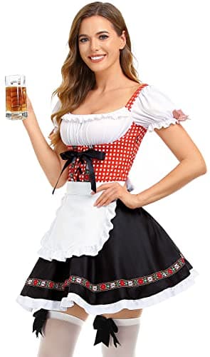 HiZiTi Oktoberfest Costumes Women Dirndl Dresses 2Pcs German Dresses for Oktoberfest Festival Bavarian Costume Beer Carnival S - Image 1