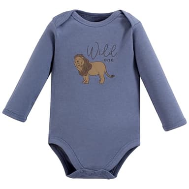 Touched by Nature Unisex Baby Organic Cotton Long-Sleeve Bodysuits, Classic Safari, Preemie - Image 5