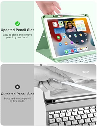 Hamile for iPad 9th/8th/7th Generation Case with Keyboard - Keyboard Case for iPad 10.2 Inch, 7 Colors Backlit Detachable Folio Cover with Pencil Holder for iPad Pro 10.5-inch/iPad Air 3rd Gen (Green) - Image 7