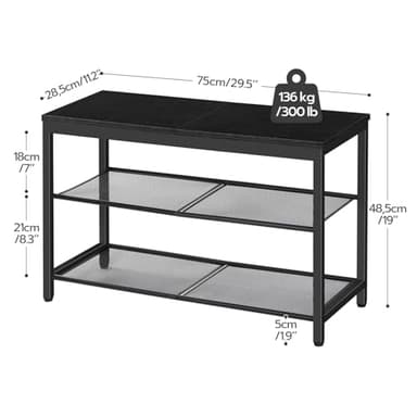 HOOBRO Shoe Bench, 3-Tier Shoe Rack, Industrial Shoe Organizer Storage Bench, 29.5 inches Entry Bench with Mesh Shelves, for Entryway, Living Room, Hallway, Easy Assembly, Black BB75HX01 - Image 3