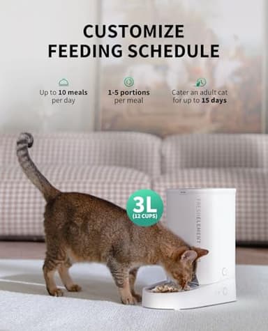 PETKIT Automatic Cat Feeder, 2.4G WiFi Automatic Dog Feeder, App Control Pet Food Dispenser with Triple Fresh-Lock System, Up to 10 Meals Per Day, Schedule Feeding, Food Shortage Alert, 3L Capacity - Image 3