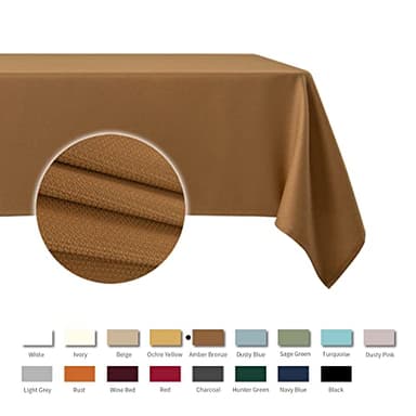 maxmill Fall Tablecloth Waterproof Spillproof Wrinkle Resistant Soft Textured Table Cloth for Harvest Thanksgiving Dinner and Party Indoor and Outdoor Use, Square 60 x 60 Inch, Amber Bronze - Image 3