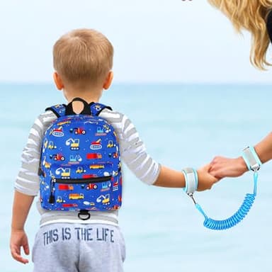 Accmor Toddler Backpack Leash with Anti Lost Wrist Link, Cute Mini Child Walking Harnesses Keep Kids Close Back Pack Rope Tether Rein for Baby Boys (Blue/Excavator) - Image 8