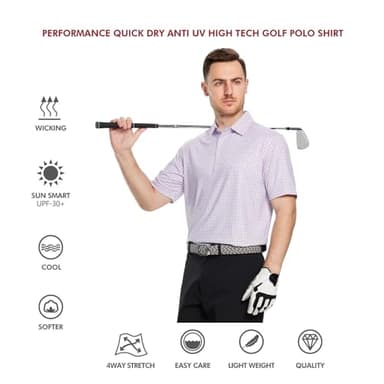 Men's Golf Shirts Dry Fit Short Sleeve Print Performance Moisture Wicking Patterned Polo Shirt for Men - Image 5