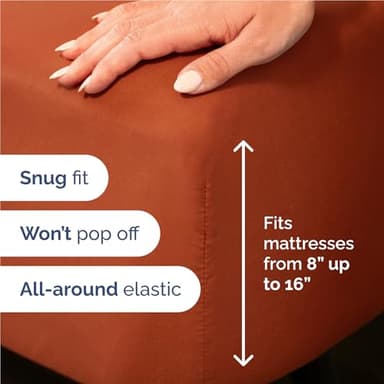 Twin XL Size 3 Piece Sheet Set - Comfy Breathable & Cooling Bed Sheets Set - Hotel Luxury Bedding for Women, Men, Kids, Teens, Boys & Girls - Deep Pockets, Soft, Wrinkle Free - Oeko-Tex - Terracotta - Image 3