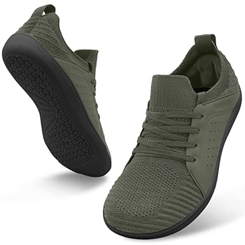 relxfeet Men's Minimalist Barefoot Shoes Wide Toe Zero Drop Sole Cross-Trainer Lightweight Slip-on Walking Shoes Trail Running Sneakers Fitness Gym Jogging Wrestling Hiking Lifting Army Green 10.5 - Image 1