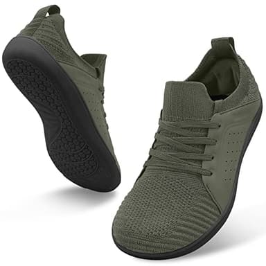 relxfeet Men's Minimalist Barefoot Shoes Wide Toe Zero Drop Sole Cross-Trainer Lightweight Slip-on Walking Shoes Trail Running Sneakers Fitness Gym Jogging Wrestling Hiking Lifting Army Green 10.5 - Image 1