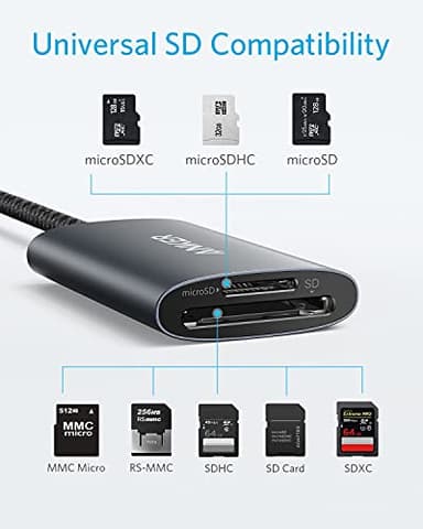 Anker USB-C SD 4.0 Card Reader, PowerExpand+ 2-in-1 Memory Card Reader, for SDXC, SDHC, MicroSD, MMC, RS-MMC, Micro SDXC, Micro SDHC, UHS-II, and UHS-I - Image 3