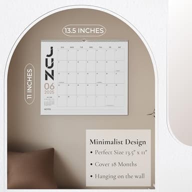 Paper Play Horizontal Wall Calendar 2025-2026, 18 Months Hanging Calendar (January 2025 to June 2026) Modern Design with Notes Section 11x13.5 Inches - Image 2