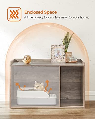 Feandrea Litter Box Enclosure, Cat Litter Box Furniture Hidden, with Front Entry, Modern Cat House for Indoor Cat, Kitty, Side End Table, 32.4 x 20.9 x 19.7 Inches, Greige UPCL001G01 - Image 5