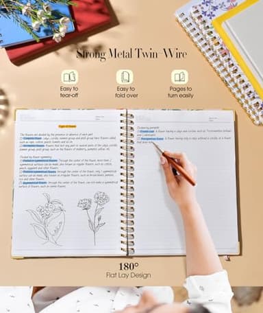 Cute Spiral Notebook Journal for Women, 200 Pages Lined Notebooks 8.5” x 11”, A4 Large Hardcover Spiral Journals with 100 GSM Thick Paper, College Ruled Notebook for Writing Work School, Orange Floral - Image 6