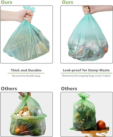 Biodegradable 8 Gallon Trash Bags, AYOTEE Garbage Bags 8 gallon, Compostable Medium Trash Bag, Unscented Leak Proof Bag for Office, Home, Bathroom, Bedroom, Car, Kitchen, Pet(Green) - Image 5