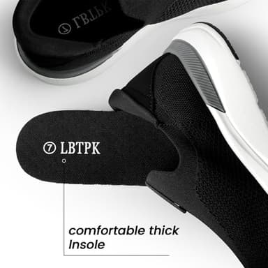 LBTPK Men's Slip On Walking Shoes Non Slip Running Shoes Breathable Tennis Workout Shoes Lightweight Gym Training Sneakers,Black 9 - Image 7