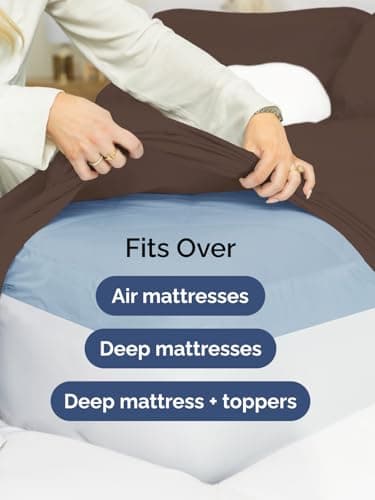 Extra Deep King Sheet Set - 6 Piece Breathable and Cooling Sheets - Hotel Luxury Bed Sheets Set - Easy & Secure Fit - Soft, Wrinkle Free and Comfy Sheets Set - Brown Sheet Set with Extra Deep Pockets - Image 6