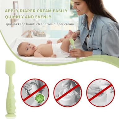 NFSVLB Diaper Cream Spatula with Case,2 Large 2 Mini Butt Paste Spatula with 3 Travel Case,Soft Baby Butt spatula Diaper Cream Applicator diaper Rash spatula Bum spatulas Brush (Green-White) - Image 7