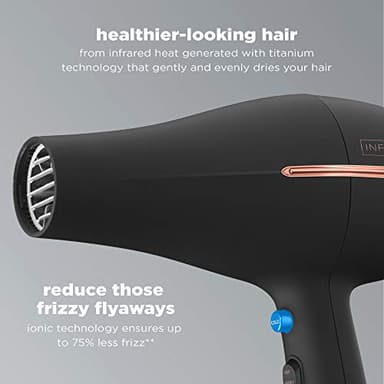 INFINITIPRO BY CONAIR Hair Dryer with Diffuser | AC Motor Pro Hair Dryer with Ceramic Technology | Includes Diffuser and Concentrator | Black | Packaging May Vary - Image 4
