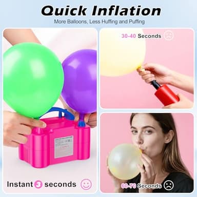 Motorenbau Electric Balloon Pump, Portable Electric Balloon Blower Machine Balloon Air Pump, Dual Nozzle 110V 600W Balloon Inflator for Party Decoration Christmas Birthday - Image 5