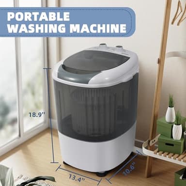 Elevon QD-MINIPWM-GY-1G Portable Mini Washing Machine with Spin Dryer 5.5 lbs Washers, Rotary Timer Controller, Compact Laundry for Home, Apartment, RV, White/Gray - Image 2