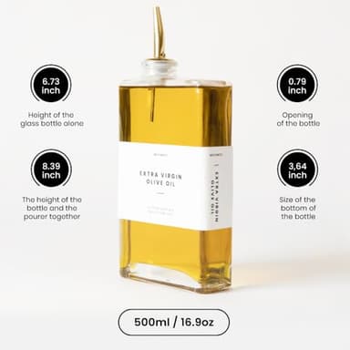 Molimoli Olive Oil Dispenser Bottle for Kitchen, Automatic Pourer, Glass Thin Bottle Dispenser for Kitchen, Olive Oil Cruet, | Set of 2 - Gold - Image 3