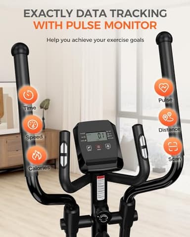 pooboo Elliptical Machine, Elliptical Exercise Machine with 16-Level Resistance&Hyper-Quiet Magnetic Driving System, Elliptical Machine for Home with LCD Monitor&15.5IN Stride, 350LBS Weight Capacity - Image 6