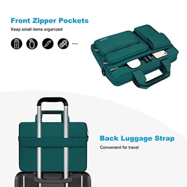 MOSISO Laptop Shoulder Bag 15.6 inch, 15-15.6 inch Computer Bag Compatible with MacBook Pro 16 inch, HP, Dell, Lenovo, Notebook with 2 Raised&1 Flapover&1 Horizontal Pocket&Handle&Belt, Teal Green - Image 2