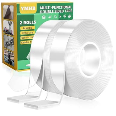YMHB Double Sided Tape Heavy Duty, Nano Tape Double Sided Mounting Tape(2 Rolls, Total 19.6FT), Removable Transparent Adhesive Tape, Clear Two Sided Poster Wall Tape Strips for Home Office - Image 1