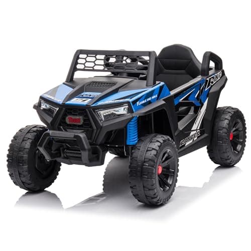 TOBBI 12V Kids Ride on Car, Electric Off-Road UTV Truck with Forward and Reverse Functions, Double Open Doors, Safety Belt, Horn, Music, and Lights for Kids Aged 3-5 Years (Blue) - Image 1