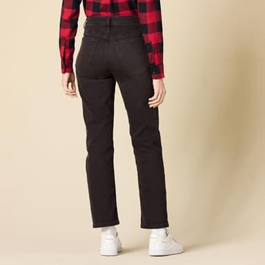 Amazon Essentials Women's High-Rise Straight Jeans - Discontinued Colors, Washed Black, 6 - Image 3