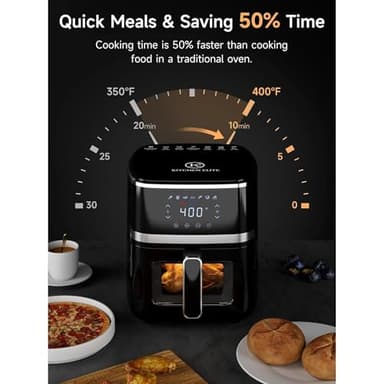 Kitchen Elite Digital Air Fryer Oven, Compact Cooker with Window, 7 Presets, Nonstick Basket for Fast Cooking, Easy Cleanup, 5.28 Quart, Black - Image 4